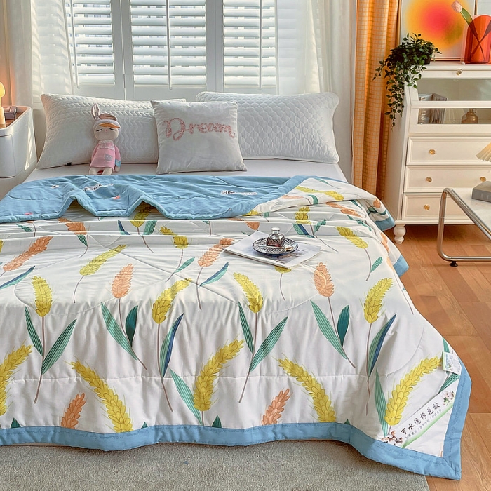 91家纺网 家纺一手货源 找家纺 眠优居 2023新款全棉棉花印花夏被 麦香米