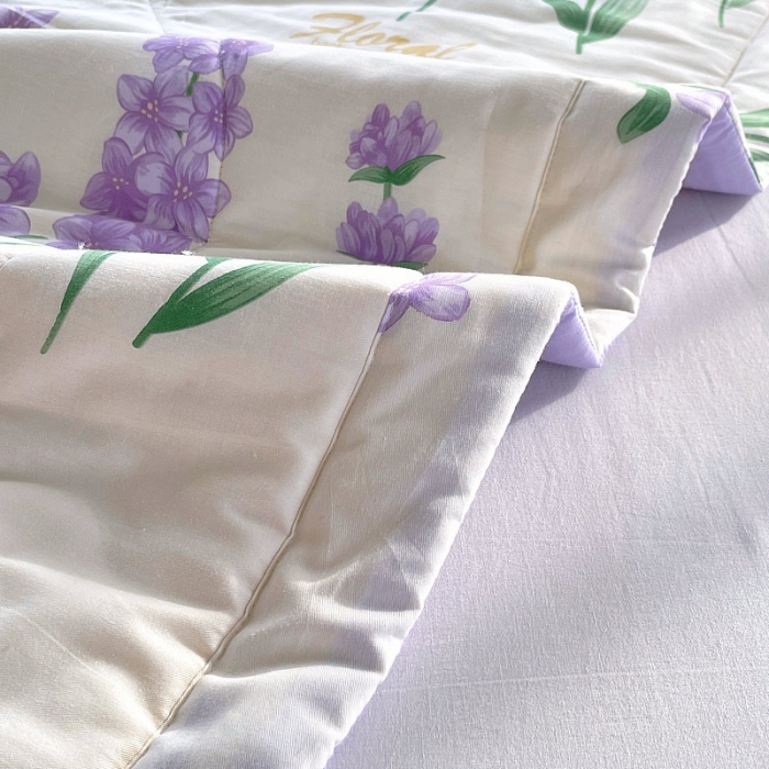 91家纺网 家纺一手货源 找家纺 眠优居 2023新款全棉棉花印花夏被 薰衣草