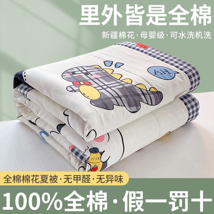 91家纺网 家纺一手货源 找家纺 眠优居 2023新款全棉棉花印花夏被 百变恐龙