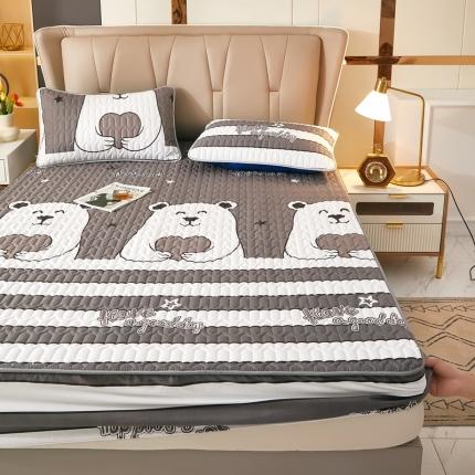 91家纺网 家纺一手货源 找家纺 202直播新款亲肤水洗棉夹棉防水床笠床垫床罩保护罩 熊出没