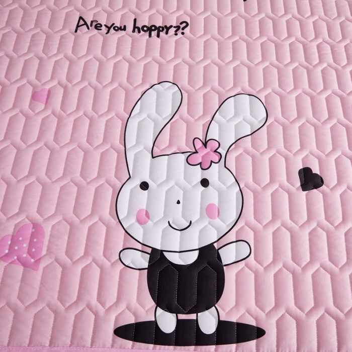 91家纺网 家纺一手货源 找家纺 202直播新款亲肤水洗棉夹棉防水床笠床垫床罩保护罩 欢乐兔