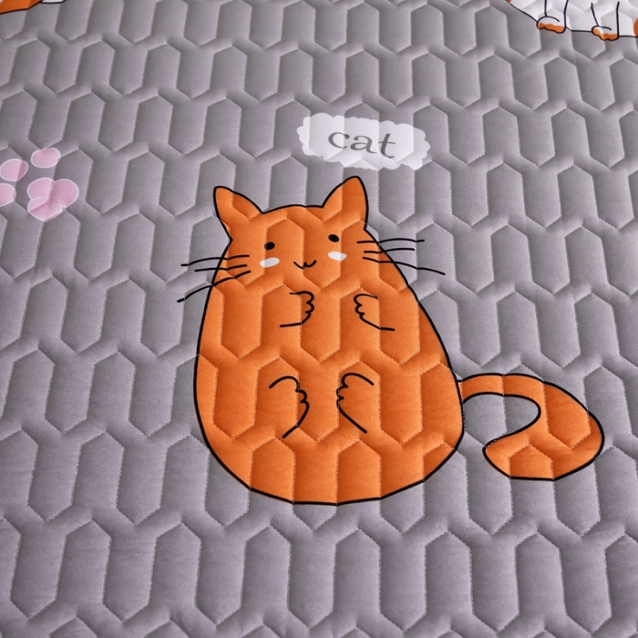 91家纺网 家纺一手货源 找家纺 202直播新款亲肤水洗棉夹棉防水床笠床垫床罩保护罩 快乐猫