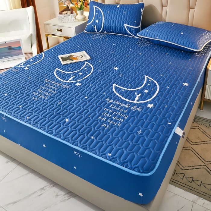 91家纺网 家纺一手货源 找家纺 202直播新款亲肤水洗棉夹棉防水床笠床垫床罩保护罩 晚安