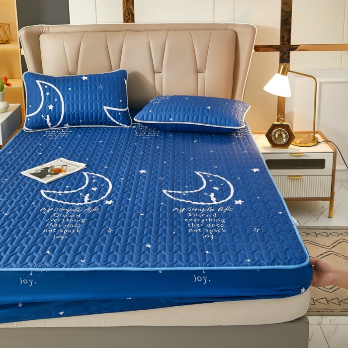 91家纺网 家纺一手货源 找家纺 202直播新款亲肤水洗棉夹棉防水床笠床垫床罩保护罩 晚安