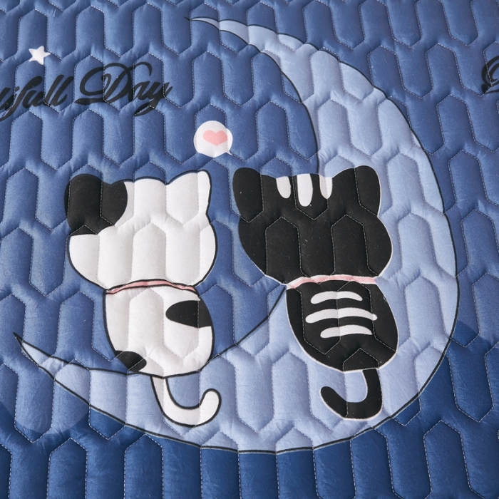 91家纺网 家纺一手货源 找家纺 202直播新款亲肤水洗棉夹棉防水床笠床垫床罩保护罩 月亮猫