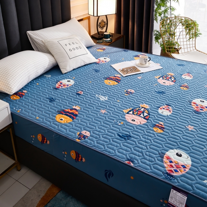 91家纺网 家纺一手货源 找家纺 202直播新款亲肤水洗棉夹棉防水床笠床垫床罩保护罩 自由的鱼