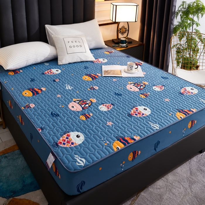 91家纺网 家纺一手货源 找家纺 202直播新款亲肤水洗棉夹棉防水床笠床垫床罩保护罩 自由的鱼