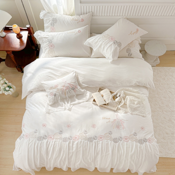 91家纺网 家纺一手货源 找家纺 （总）亲亲公主 2025新款全棉蕾丝公主风四件套-芊芊公主