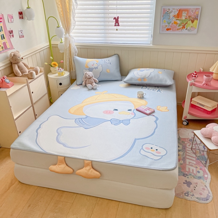 91家纺网 家纺一手货源 找家纺 慕尚 2025新款满天星云感丝工艺席 达克鸭（床席款）