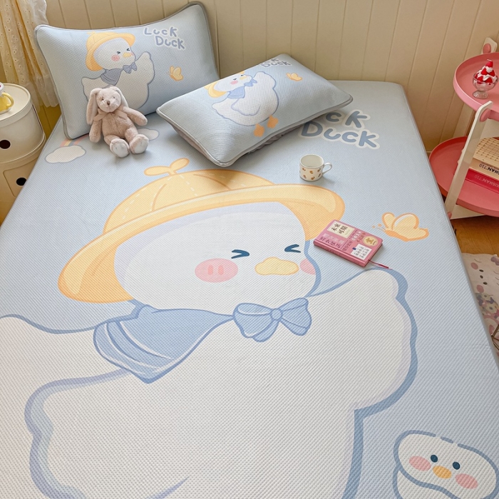 91家纺网 家纺一手货源 找家纺 慕尚 2025新款满天星云感丝工艺席 达克鸭（床席款）