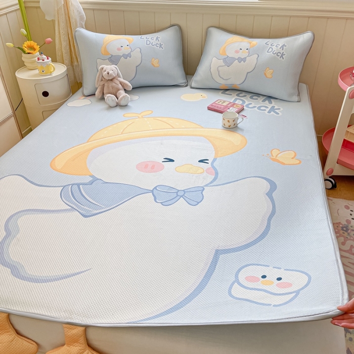 91家纺网 家纺一手货源 找家纺 慕尚 2025新款满天星云感丝工艺席 达克鸭（床席款）