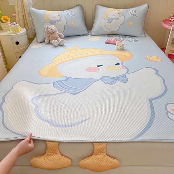 91家纺网 家纺一手货源 找家纺 慕尚 2025新款满天星云感丝工艺席 达克鸭（床席款）