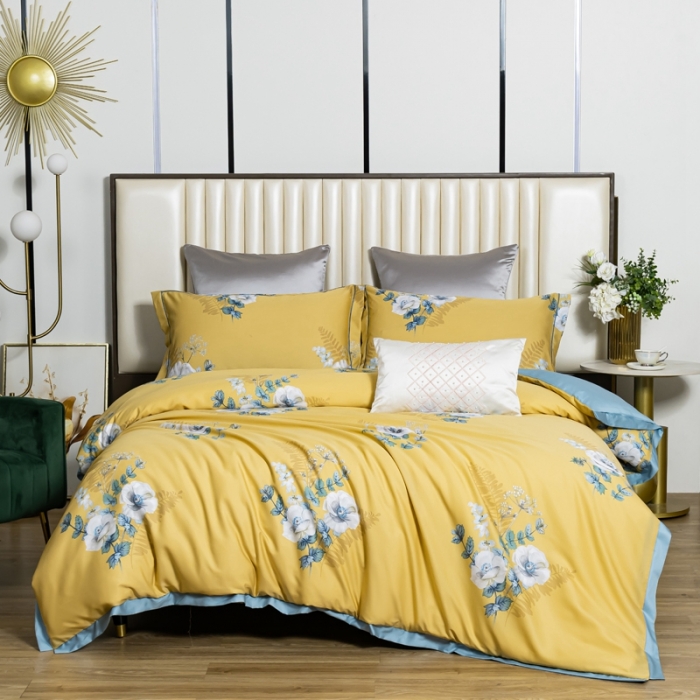 91家纺网 家纺一手货源 找家纺 氧家 2025新款60s莱塞尔天丝四件套 简白