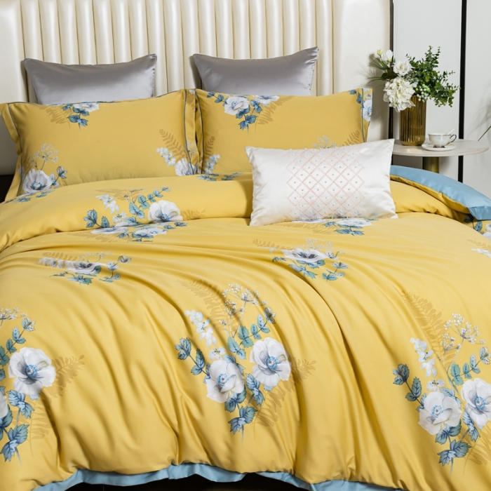 91家纺网 家纺一手货源 找家纺 氧家 2025新款60s莱塞尔天丝四件套 简白