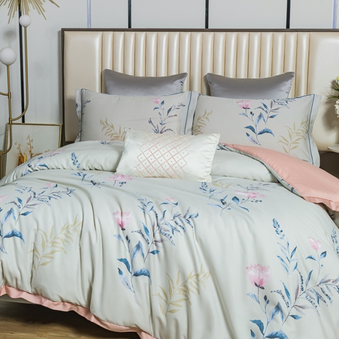 91家纺网 家纺一手货源 找家纺 氧家 2025新款60s莱塞尔天丝四件套 沐夏