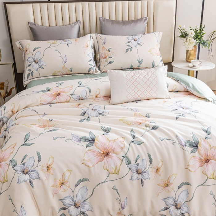 91家纺网 家纺一手货源 找家纺 氧家 2025新款60s莱塞尔天丝四件套 夏目黄