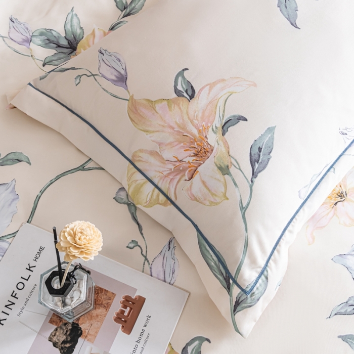 91家纺网 家纺一手货源 找家纺 氧家 2025新款60s莱塞尔天丝四件套 夏目黄