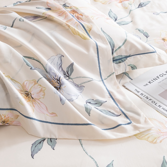 91家纺网 家纺一手货源 找家纺 氧家 2025新款60s莱塞尔天丝四件套 夏目黄