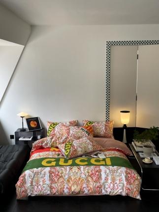 91家纺网 家纺一手货源 找家纺 （总）花沐 2023新款 双面全棉纯棉轻奢风平网印花四件套