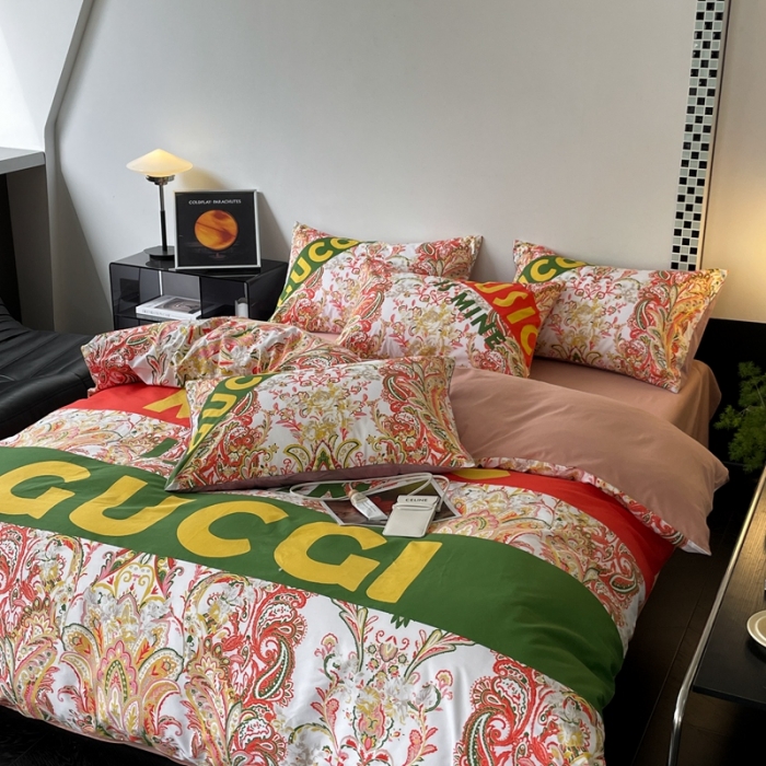 91家纺网 家纺一手货源 找家纺 （总）花沐 2023新款 双面全棉纯棉轻奢风平网印花四件套