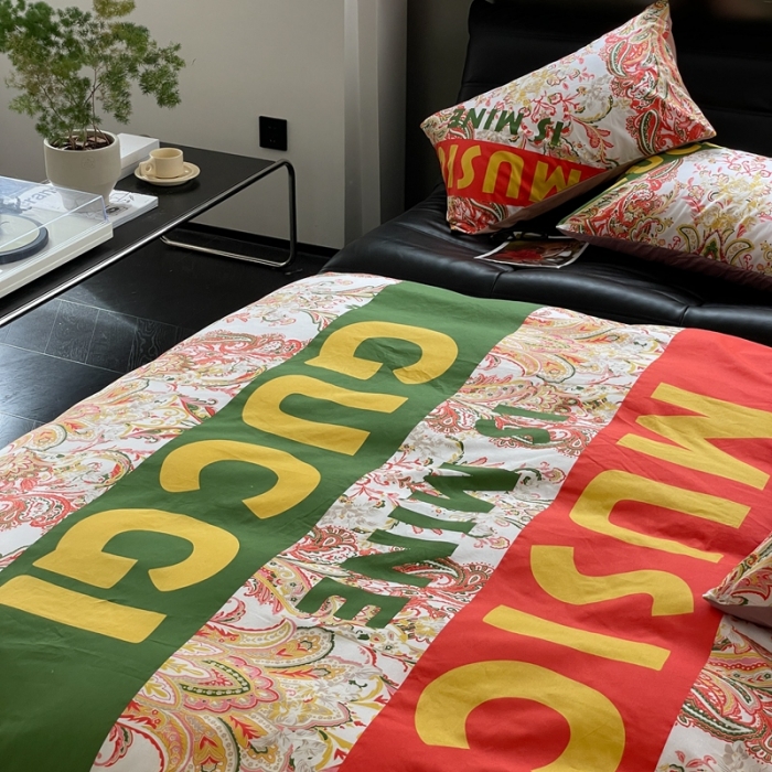 91家纺网 家纺一手货源 找家纺 （总）花沐 2023新款 双面全棉纯棉轻奢风平网印花四件套