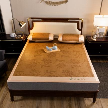 91家纺网 家纺一手货源 找家纺 总航途新款凉席艾草刺绣藤席古藤席可折叠单面席双面席冰丝席三件套单凉席可定制凉席