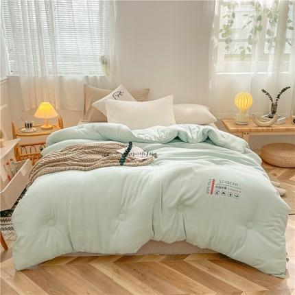 91家纺网 家纺一手货源 找家纺 眠优居 2023新款60磨毛缎纹大豆纤维被春秋冬被 缎纹-薄荷绿