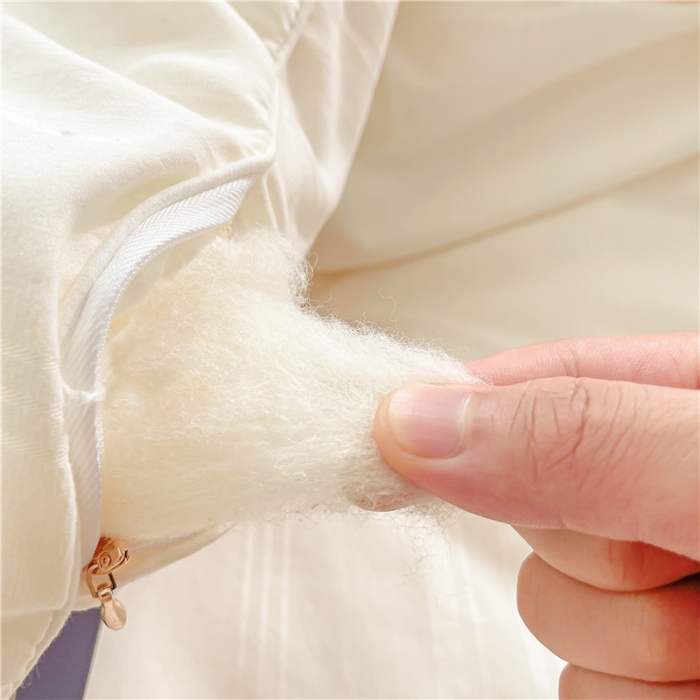 91家纺网 家纺一手货源 找家纺 眠优居 2023新款60磨毛缎纹大豆纤维被春秋冬被 缎纹-奶油白
