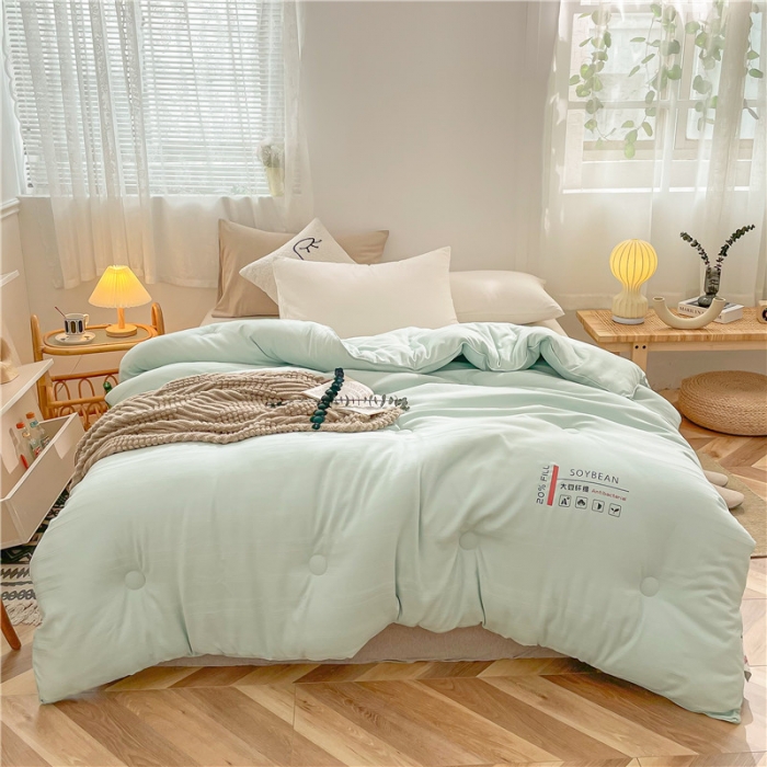 91家纺网 家纺一手货源 找家纺 眠优居 2023新款60磨毛缎纹大豆纤维被春秋冬被 缎纹-薄荷绿