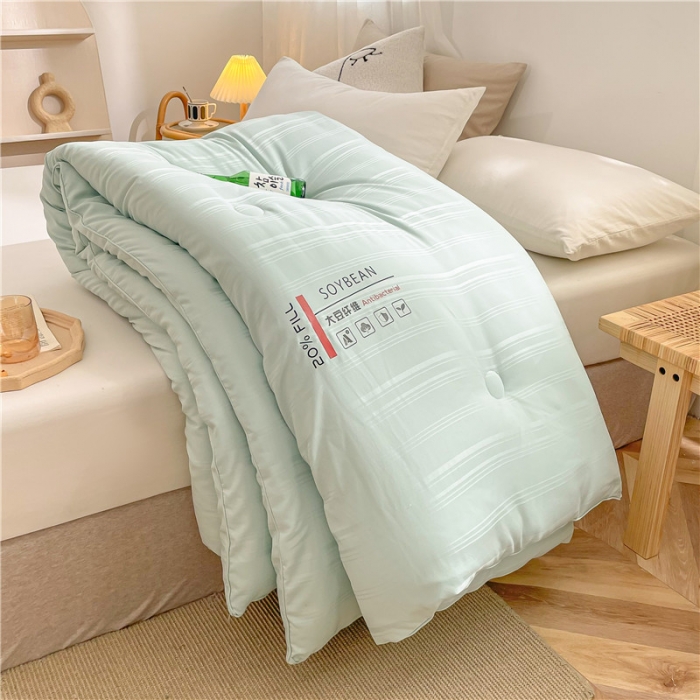 91家纺网 家纺一手货源 找家纺 眠优居 2023新款60磨毛缎纹大豆纤维被春秋冬被 缎纹-薄荷绿