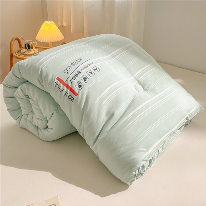 91家纺网 家纺一手货源 找家纺 眠优居 2023新款60磨毛缎纹大豆纤维被春秋冬被 缎纹-薄荷绿