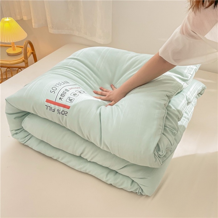 91家纺网 家纺一手货源 找家纺 眠优居 2023新款60磨毛缎纹大豆纤维被春秋冬被 缎纹-薄荷绿