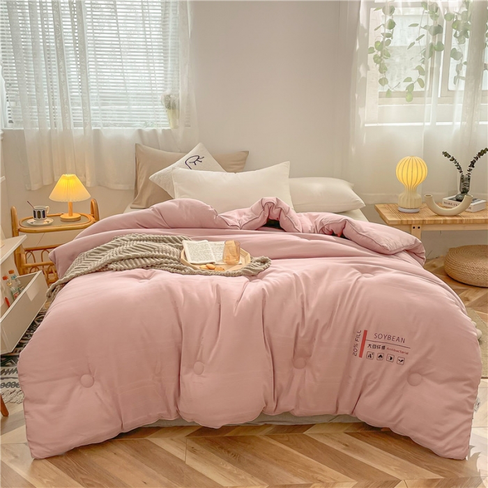 91家纺网 家纺一手货源 找家纺 眠优居 2023新款60磨毛缎纹大豆纤维被春秋冬被 缎纹-豆沙