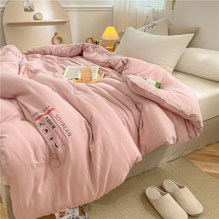 91家纺网 家纺一手货源 找家纺 眠优居 2023新款60磨毛缎纹大豆纤维被春秋冬被 缎纹-豆沙