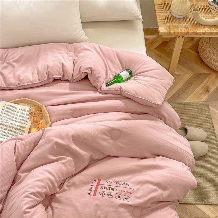 91家纺网 家纺一手货源 找家纺 眠优居 2023新款60磨毛缎纹大豆纤维被春秋冬被 缎纹-豆沙