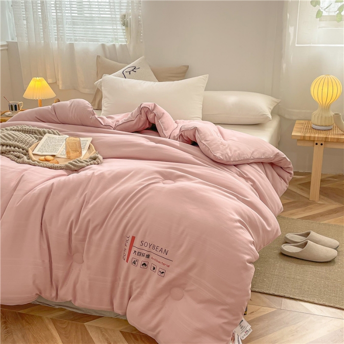 91家纺网 家纺一手货源 找家纺 眠优居 2023新款60磨毛缎纹大豆纤维被春秋冬被 缎纹-豆沙