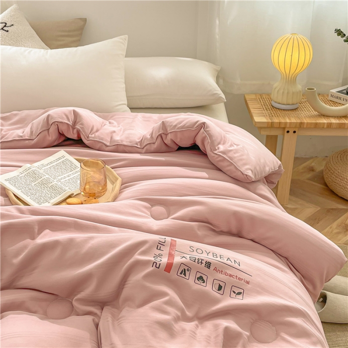 91家纺网 家纺一手货源 找家纺 眠优居 2023新款60磨毛缎纹大豆纤维被春秋冬被 缎纹-豆沙