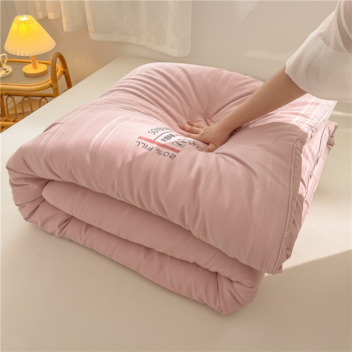 91家纺网 家纺一手货源 找家纺 眠优居 2023新款60磨毛缎纹大豆纤维被春秋冬被 缎纹-豆沙