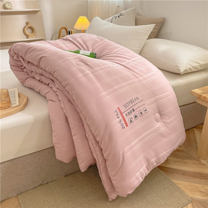 91家纺网 家纺一手货源 找家纺 眠优居 2023新款60磨毛缎纹大豆纤维被春秋冬被 缎纹-豆沙