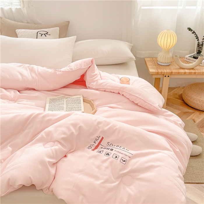 91家纺网 家纺一手货源 找家纺 眠优居 2023新款60磨毛缎纹大豆纤维被春秋冬被 缎纹-粉玉