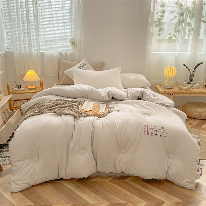 91家纺网 家纺一手货源 找家纺 眠优居 2023新款60磨毛缎纹大豆纤维被春秋冬被 缎纹-灰