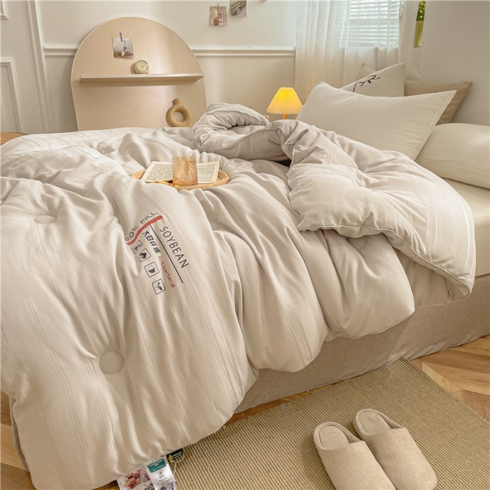 91家纺网 家纺一手货源 找家纺 眠优居 2023新款60磨毛缎纹大豆纤维被春秋冬被 缎纹-灰