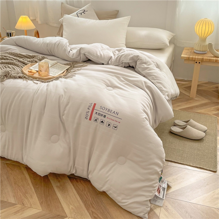 91家纺网 家纺一手货源 找家纺 眠优居 2023新款60磨毛缎纹大豆纤维被春秋冬被 缎纹-灰