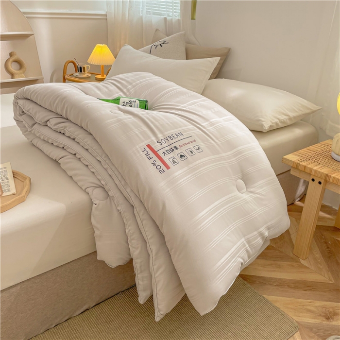 91家纺网 家纺一手货源 找家纺 眠优居 2023新款60磨毛缎纹大豆纤维被春秋冬被 缎纹-灰