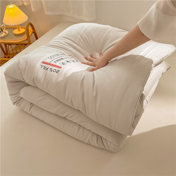 91家纺网 家纺一手货源 找家纺 眠优居 2023新款60磨毛缎纹大豆纤维被春秋冬被 缎纹-灰