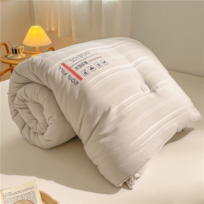 91家纺网 家纺一手货源 找家纺 眠优居 2023新款60磨毛缎纹大豆纤维被春秋冬被 缎纹-灰