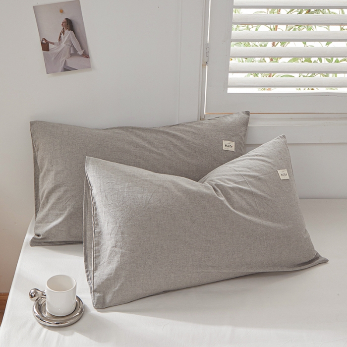 91家纺网 家纺一手货源 找家纺 眠优居 全棉色织水洗棉日系枕套【口袋枕】 冰山灰 (日系枕)