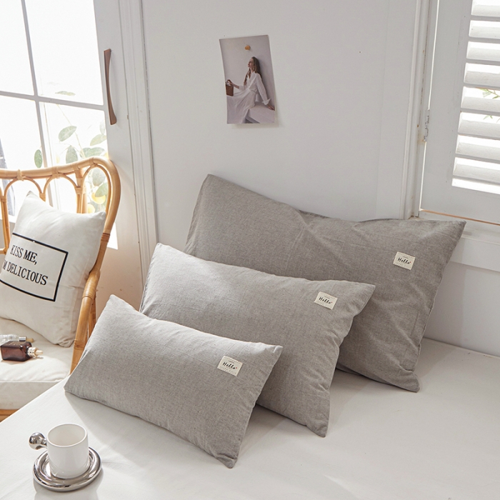 91家纺网 家纺一手货源 找家纺 眠优居 全棉色织水洗棉日系枕套【口袋枕】 冰山灰 (日系枕)