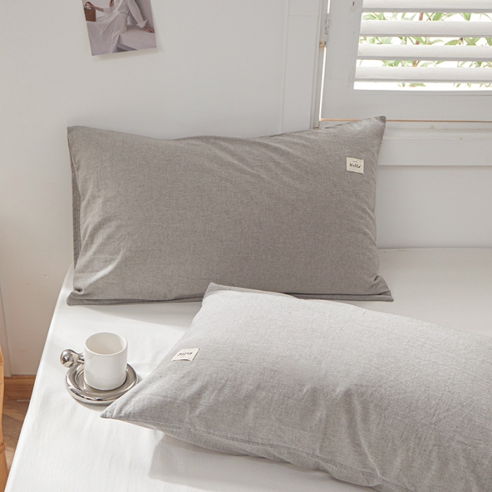 91家纺网 家纺一手货源 找家纺 眠优居 全棉色织水洗棉日系枕套【口袋枕】 冰山灰 (日系枕)