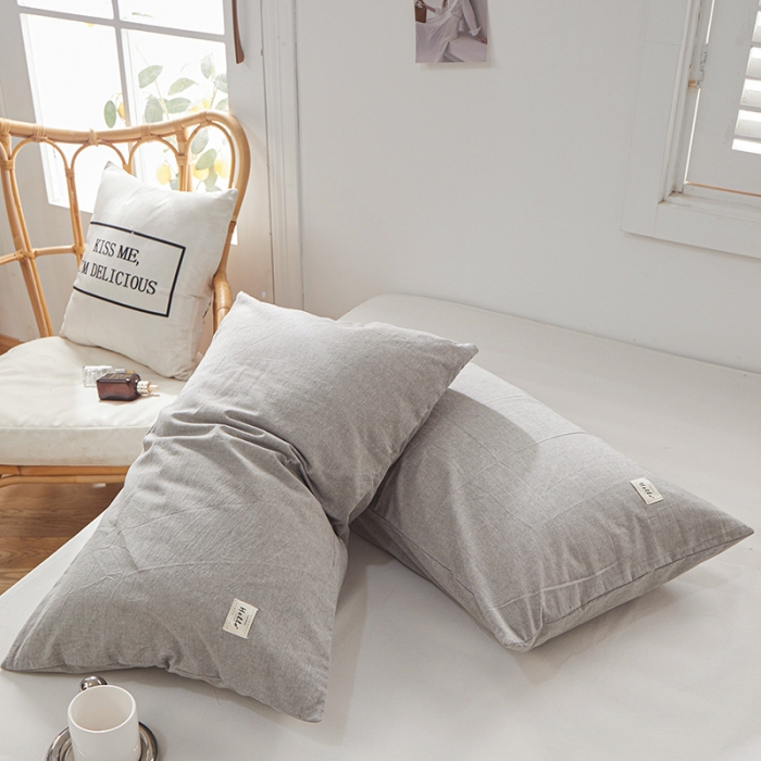 91家纺网 家纺一手货源 找家纺 眠优居 全棉色织水洗棉日系枕套【口袋枕】 冰山灰 (日系枕)